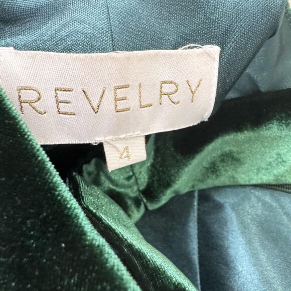 Revelry Atherna Velvet Halter Gown Size 4 Green Open Back Maxi Formal Dress Prom - Picture 4 of 11
